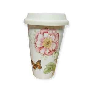 Lenox Butterfly Meadow Thermal Travel‎ Cup Mug with Silicone Lid -10 oz